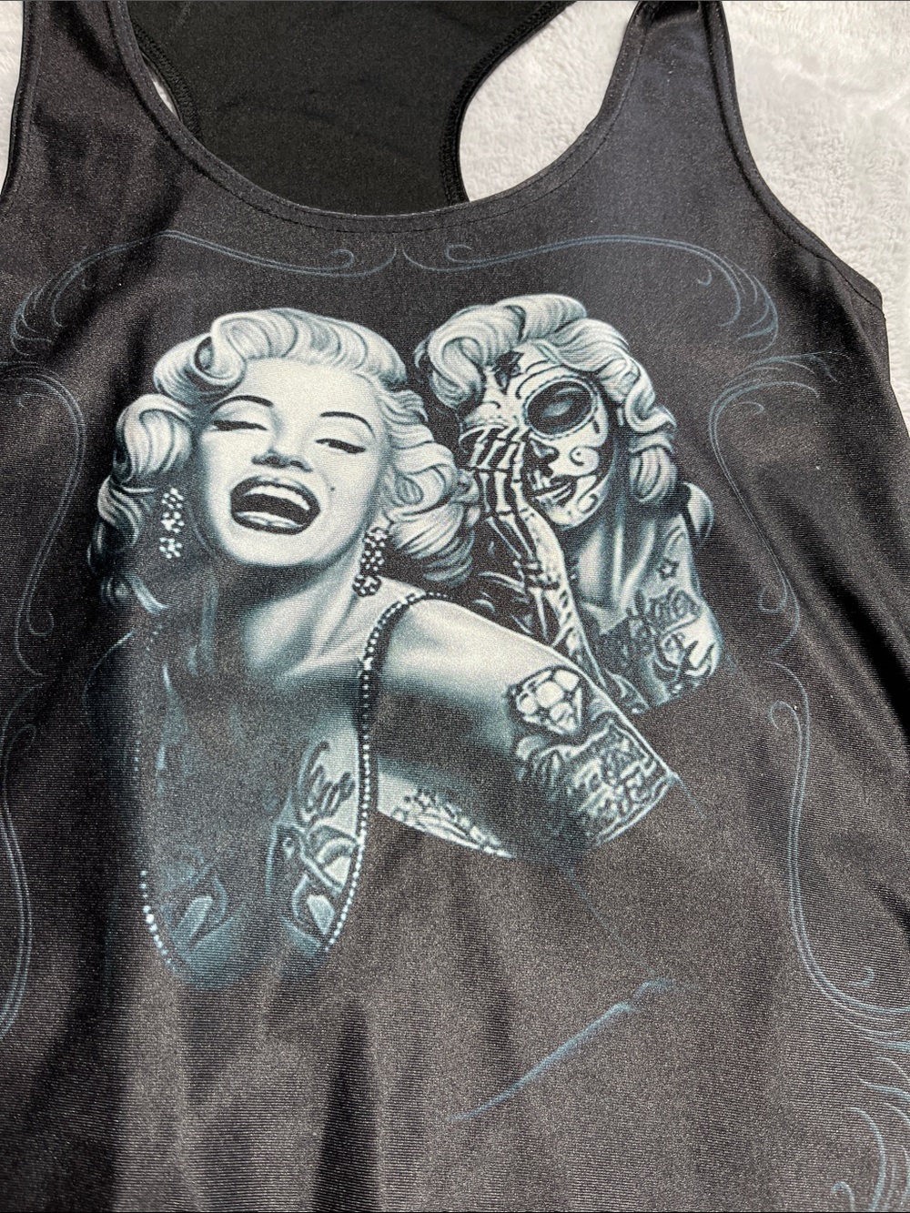 Marilyn Graphic Racerback Tank Top - Black